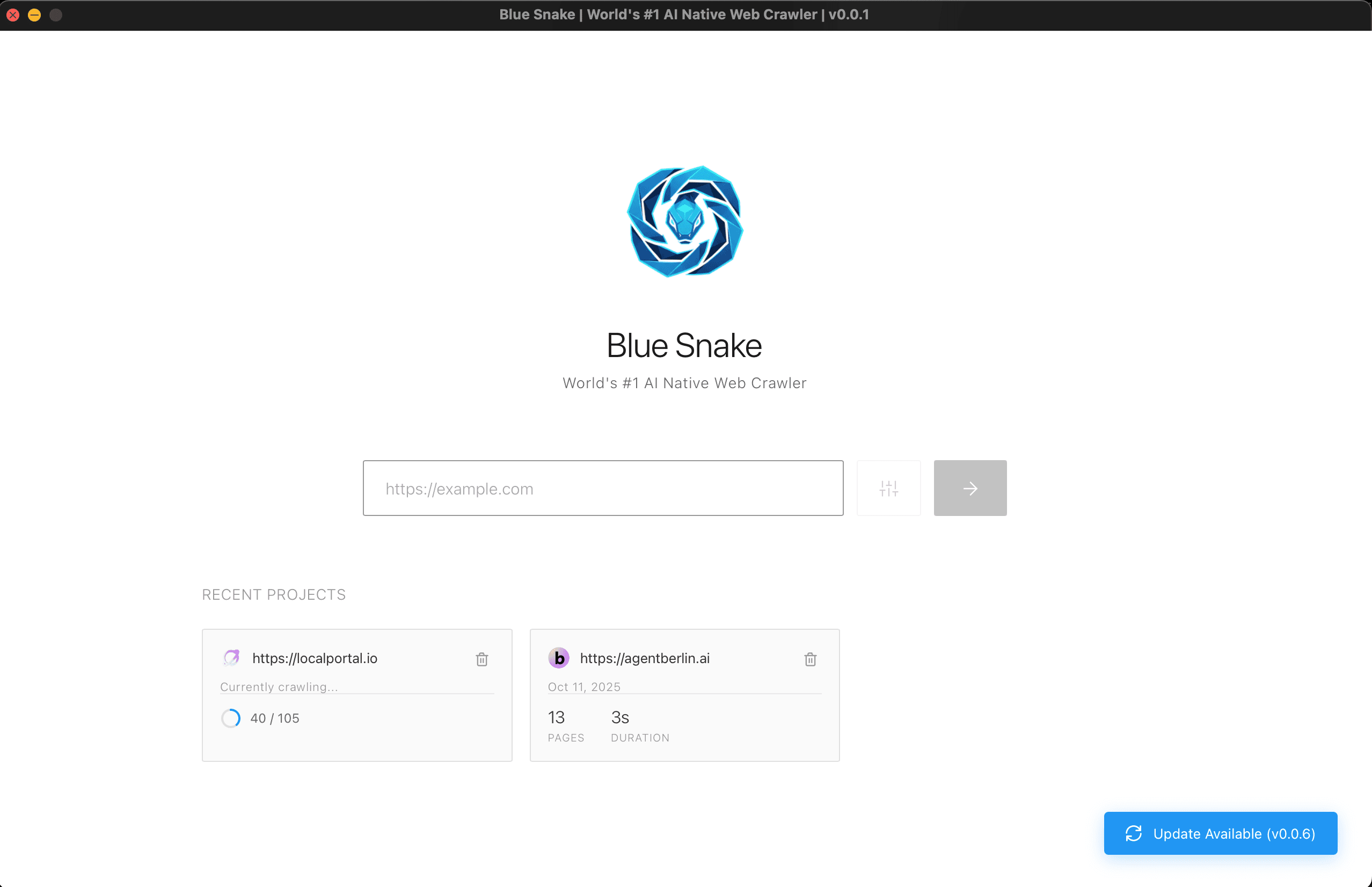 Blue Snake Home Interface